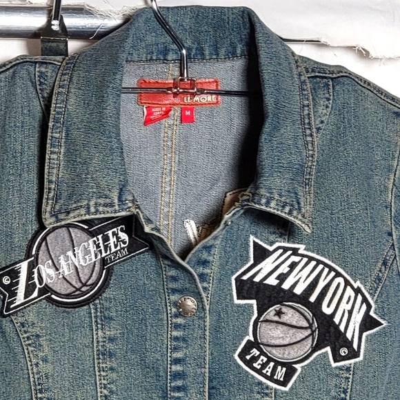 🔥LE MORE🔥BLUE DENIM DRESS W🏀NBA EMBROIDED🏀LOGOS ✨️WOMEN'S MEDIUM - Picture 3 of 6